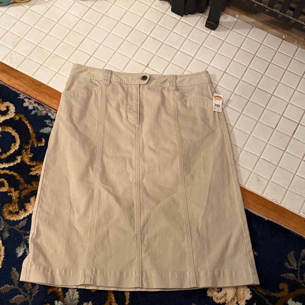 Talbots Beige A-Line chino style skirt-NWT.